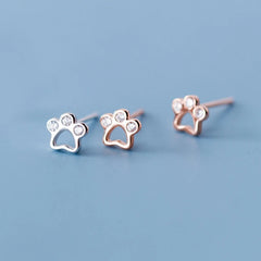Dog Paw Stud Earrings For Women Silver 925 Minimalist Fine Women's Earrings Jewelry - PeticaDeals