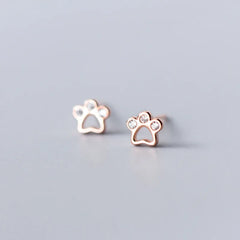 Dog Paw Stud Earrings For Women Silver 925 Minimalist Fine Women's Earrings Jewelry - PeticaDeals