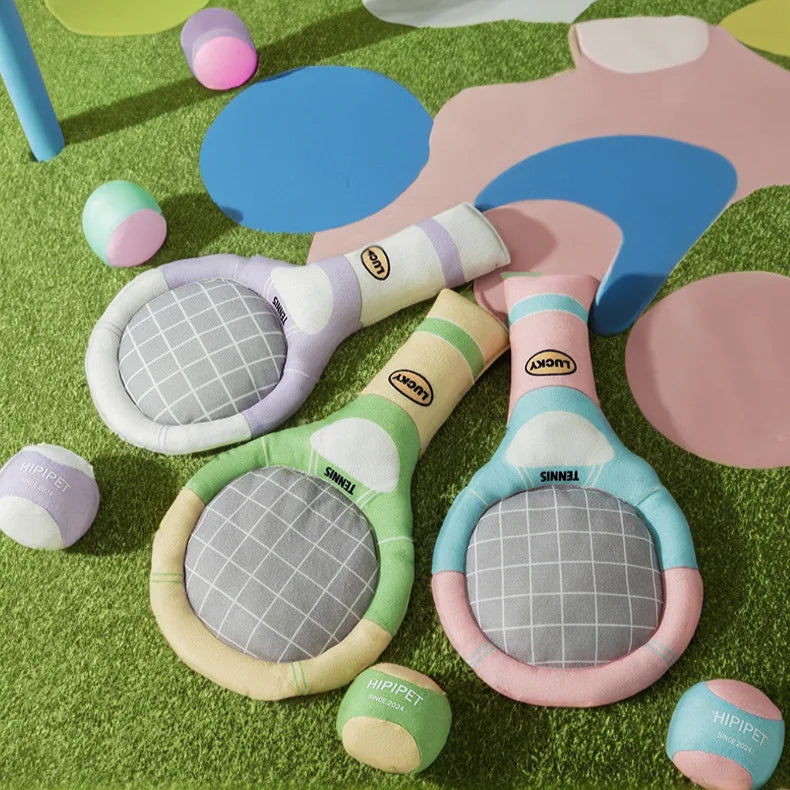 Dog Tennis Sports Sandpaper Racquet Toy Teddy - PeticaDeals