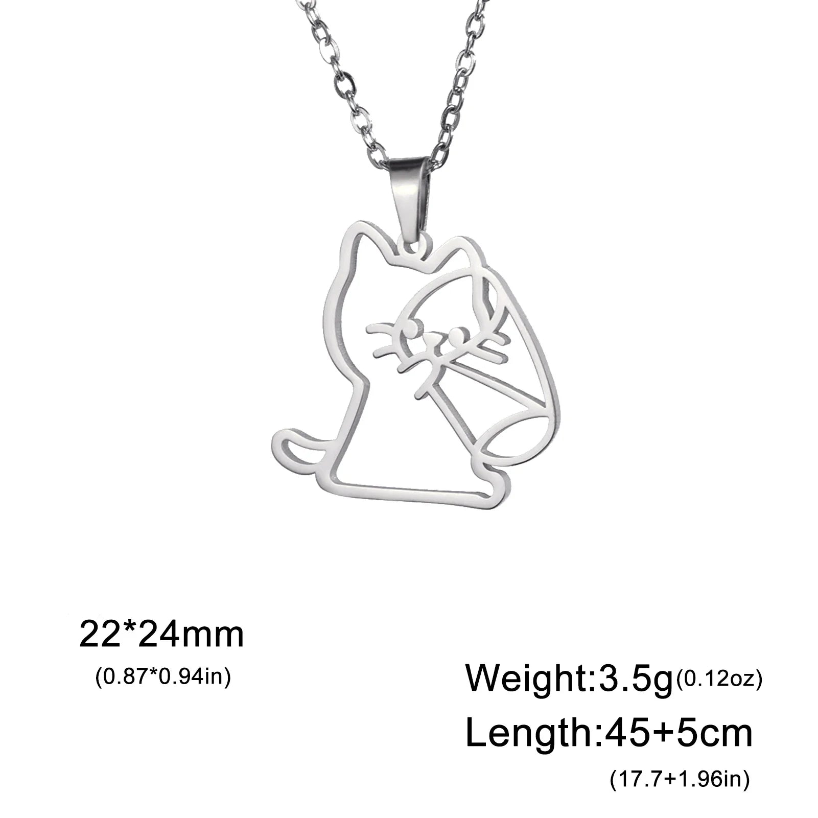 Drinking Cat Women's Necklace Stainless Steel Gold Color Animal Pendant Necklaces Jewelry - PeticaDeals
