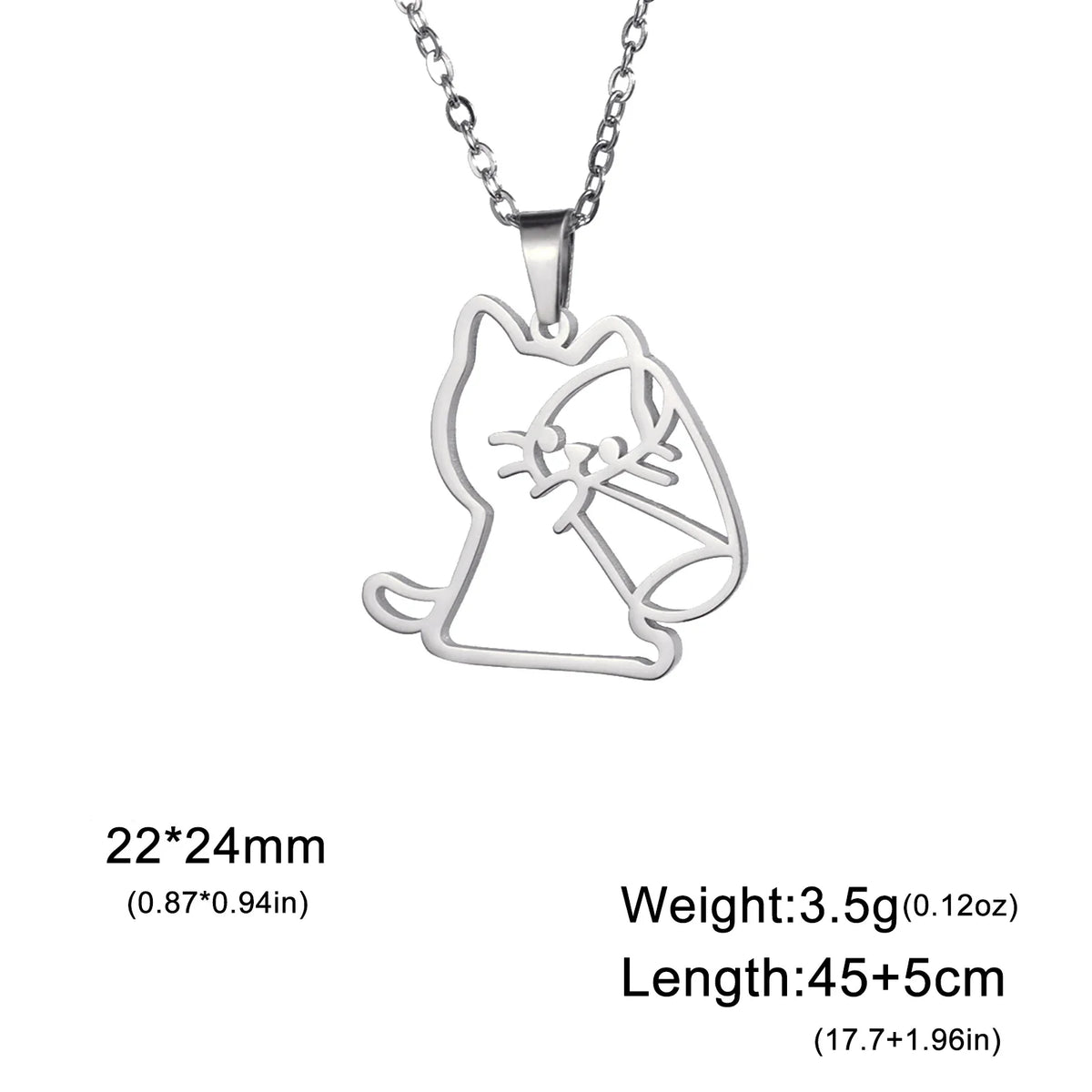 Drinking Cat Women's Necklace Stainless Steel Gold Color Animal Pendant Necklaces Jewelry - PeticaDeals