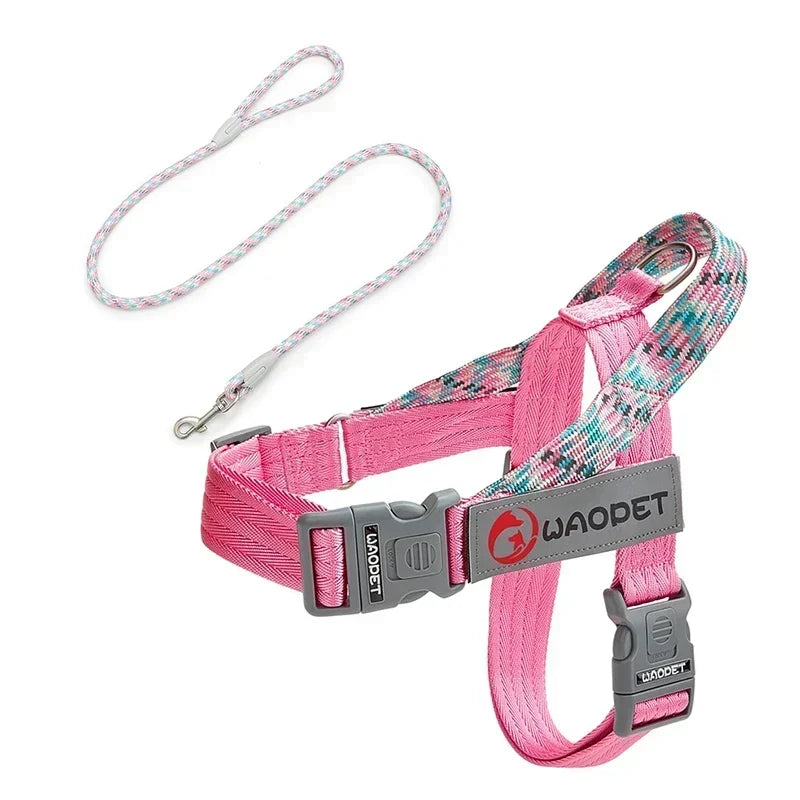 Durable Nylon Medium And Heavy Dog Harness No Pull Reflective Webbing Harness Dogs Walking Handle - PeticaDeals