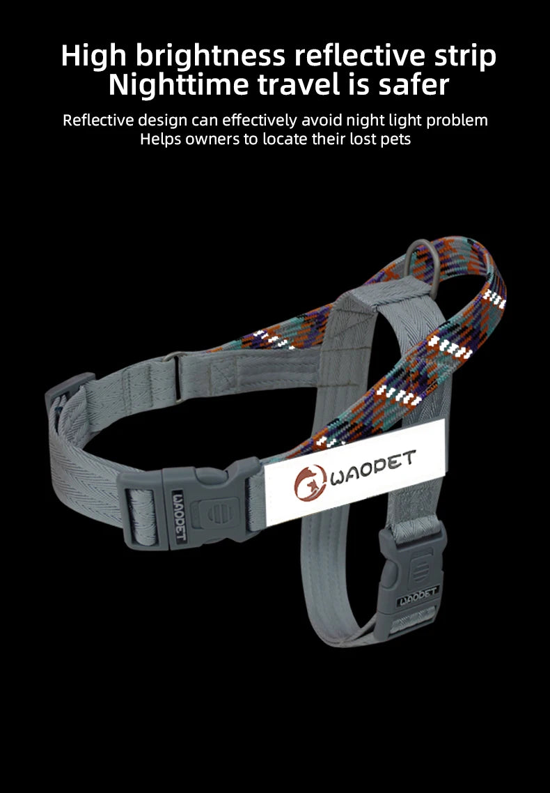 Durable Nylon Medium And Heavy Dog Harness No Pull Reflective Webbing Harness Dogs Walking Handle - PeticaDeals