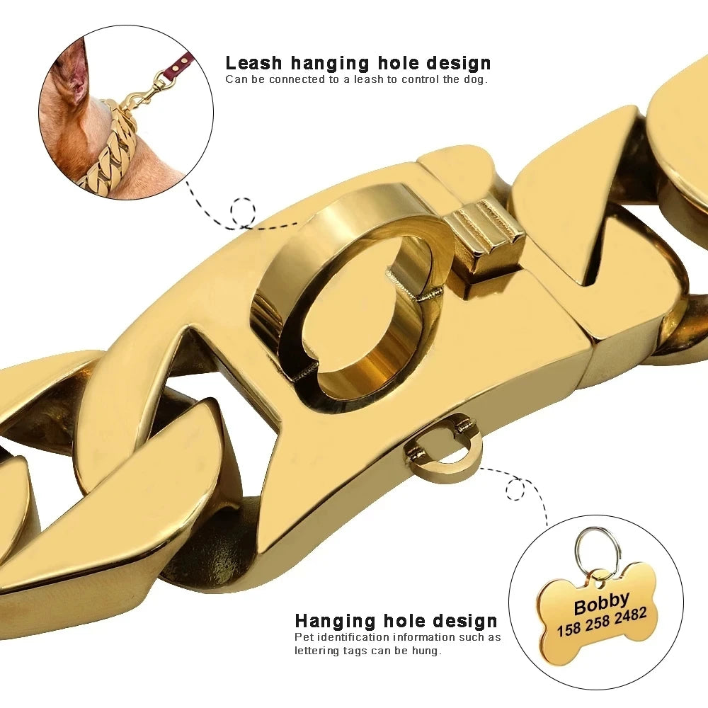Durable Stainless Steel Dog Gold Silver Chain Lead - PeticaDeals