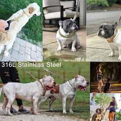 Durable Stainless Steel Dog Gold Silver Chain Lead - PeticaDeals