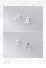 Elegant Jewelry Sterling silver Cat Stud Earrings for Women - PeticaDeals
