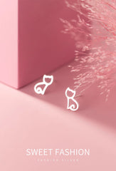 Elegant Jewelry Sterling silver Cat Stud Earrings for Women - PeticaDeals
