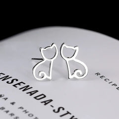 Elegant Jewelry Sterling silver Cat Stud Earrings for Women - PeticaDeals