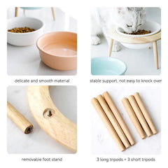 Elevated Cat Ceramic Bowls Height Adjustable Small Dog Food Water - PeticaDeals