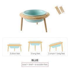 Elevated Cat Ceramic Bowls Height Adjustable Small Dog Food Water - PeticaDeals
