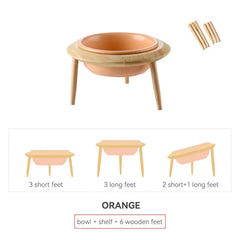 Elevated Cat Ceramic Bowls Height Adjustable Small Dog Food Water - PeticaDeals