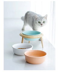 Elevated Cat Ceramic Bowls Height Adjustable Small Dog Food Water - PeticaDeals