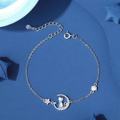 European Sparkling S925 Sterling silver Pave Cat Moon Pendant Necklace Earrings Bracelet For Women - PeticaDeals
