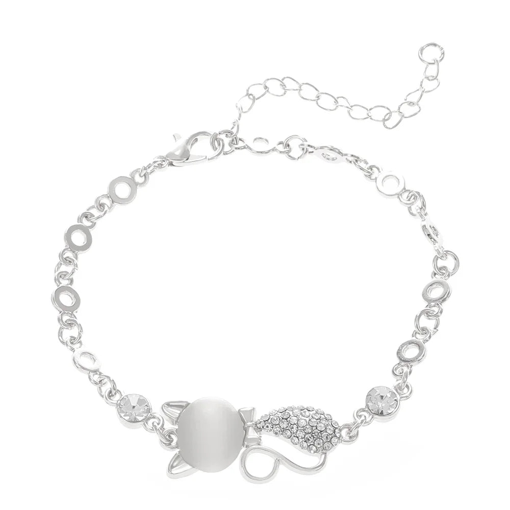Exquisite Geometry Bracelet Inlaid Zircon Adjustable Cat Bracelet  for Women Rhinestone Crystal Shiny - PeticaDeals