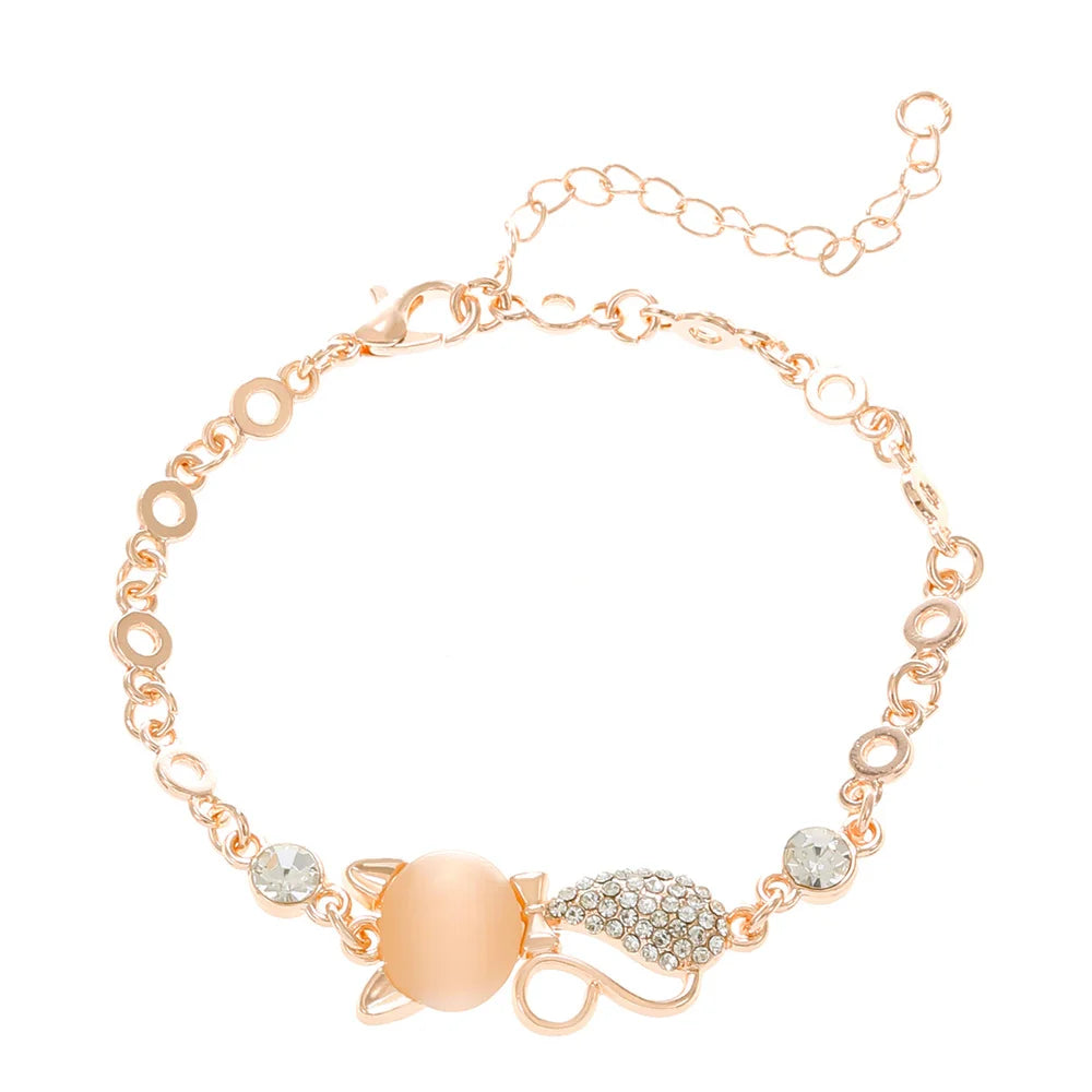 Exquisite Geometry Bracelet Inlaid Zircon Adjustable Cat Bracelet  for Women Rhinestone Crystal Shiny - PeticaDeals