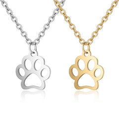 Fashion Hollow Stainless Steel Dog Paw Necklace Women's Jewelry - PeticaDeals