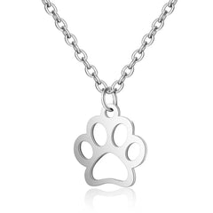 Fashion Hollow Stainless Steel Dog Paw Necklace Women's Jewelry - PeticaDeals