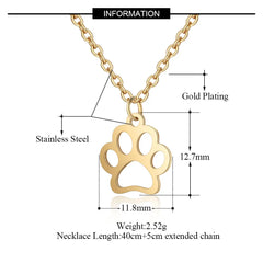 Fashion Hollow Stainless Steel Dog Paw Necklace Women's Jewelry - PeticaDeals