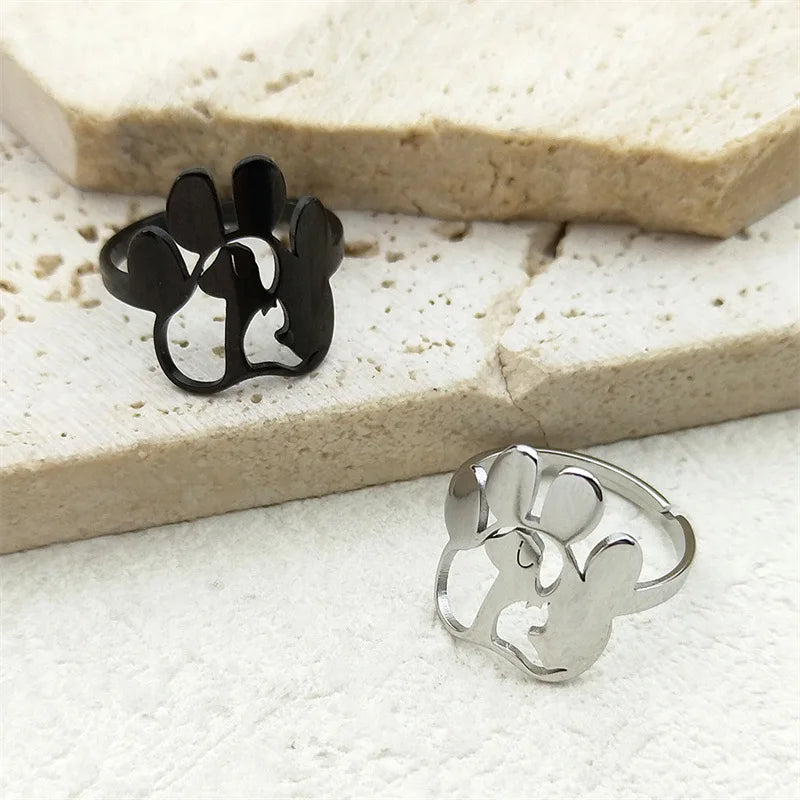 Fashion Ladies Open Ring Stainless Steel Hollow Dog Claw Ring - PeticaDeals