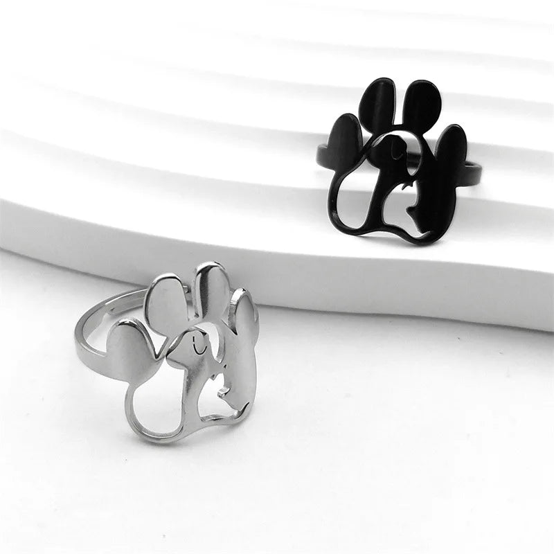 Fashion Ladies Open Ring Stainless Steel Hollow Dog Claw Ring - PeticaDeals