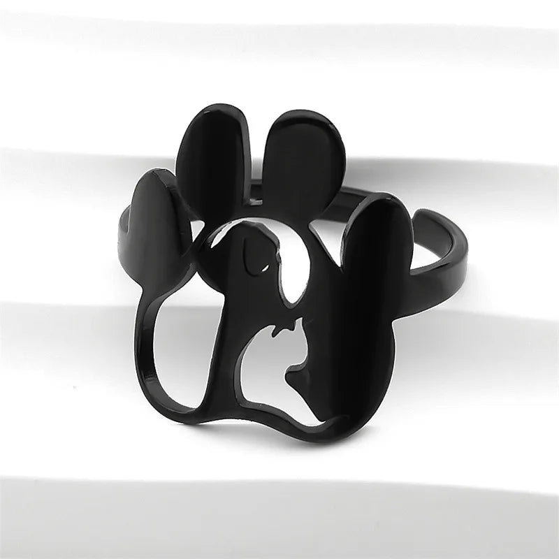 Fashion Ladies Open Ring Stainless Steel Hollow Dog Claw Ring - PeticaDeals