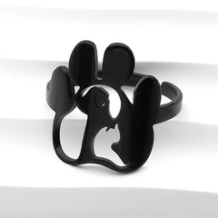 Fashion Ladies Open Ring Stainless Steel Hollow Dog Claw Ring - PeticaDeals