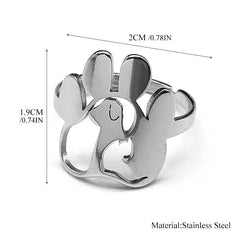 Fashion Ladies Open Ring Stainless Steel Hollow Dog Claw Ring - PeticaDeals