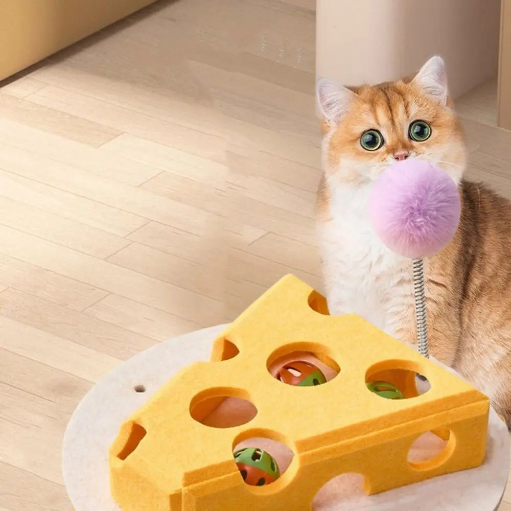 Felt Cat Puzzle Toy Interactive Scratch Resistant Cat Claw Grinding Toys with Ball Hollow Teasing Cat Box - PeticaDeals