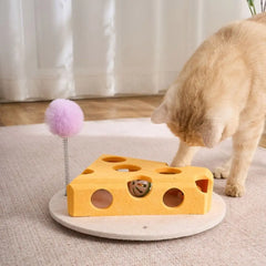 Felt Cat Puzzle Toy Interactive Scratch Resistant Cat Claw Grinding Toys with Ball Hollow Teasing Cat Box - PeticaDeals