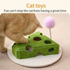 Felt Cat Puzzle Toy Interactive Scratch Resistant Cat Claw Grinding Toys with Ball Hollow Teasing Cat Box - PeticaDeals