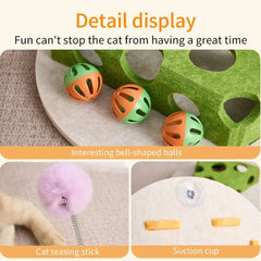 Felt Cat Puzzle Toy Interactive Scratch Resistant Cat Claw Grinding Toys with Ball Hollow Teasing Cat Box - PeticaDeals