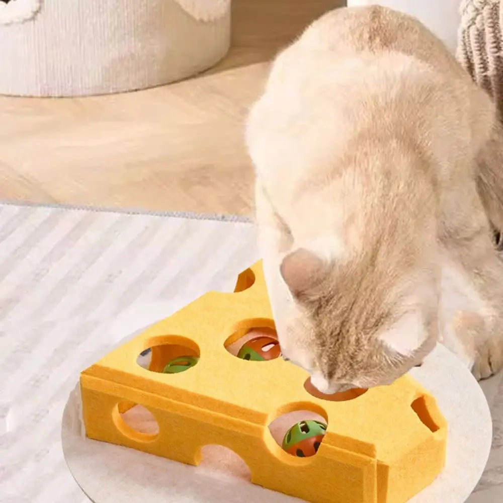 Felt Cat Puzzle Toy Interactive Scratch Resistant Cat Claw Grinding Toys with Ball Hollow Teasing Cat Box - PeticaDeals