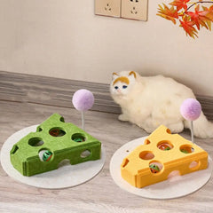 Felt Cat Puzzle Toy Interactive Scratch Resistant Cat Claw Grinding Toys with Ball Hollow Teasing Cat Box - PeticaDeals