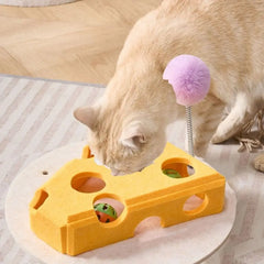 Felt Cat Puzzle Toy Interactive Scratch Resistant Cat Claw Grinding Toys with Ball Hollow Teasing Cat Box - PeticaDeals