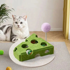 Felt Cat Puzzle Toy Interactive Scratch Resistant Cat Claw Grinding Toys with Ball Hollow Teasing Cat Box - PeticaDeals