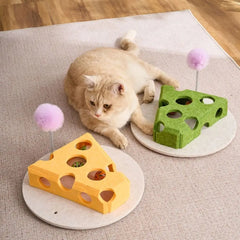 Felt Cat Puzzle Toy Interactive Scratch Resistant Cat Claw Grinding Toys with Ball Hollow Teasing Cat Box - PeticaDeals