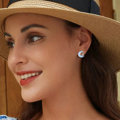 Fine Jewelry Sterling Silver Fantasy Moon Stud Earrings Cute Cat Earrings for Women - PeticaDeals