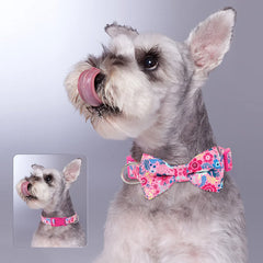 Flower Print Dog & Cats Collar With Bowknot Cute - PeticaDeals