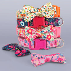 Flower Print Dog & Cats Collar With Bowknot Cute - PeticaDeals