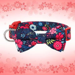 Flower Print Dog & Cats Collar With Bowknot Cute - PeticaDeals