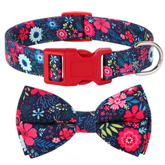 Flower Print Dog & Cats Collar With Bowknot Cute - PeticaDeals