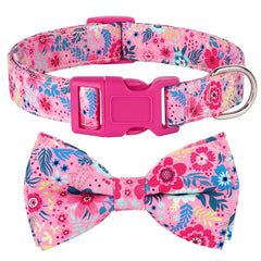 Flower Print Dog & Cats Collar With Bowknot Cute - PeticaDeals