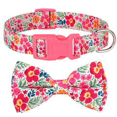 Flower Print Dog & Cats Collar With Bowknot Cute - PeticaDeals