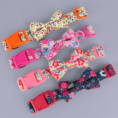 Flower Print Dog & Cats Collar With Bowknot Cute - PeticaDeals
