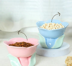 Flower Shape Ceramic Protection Bowl Lovely Large Caliber Drinking Water Food Dog Cat - PeticaDeals