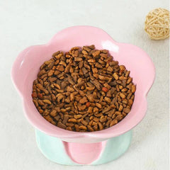 Flower Shape Ceramic Protection Bowl Lovely Large Caliber Drinking Water Food Dog Cat - PeticaDeals