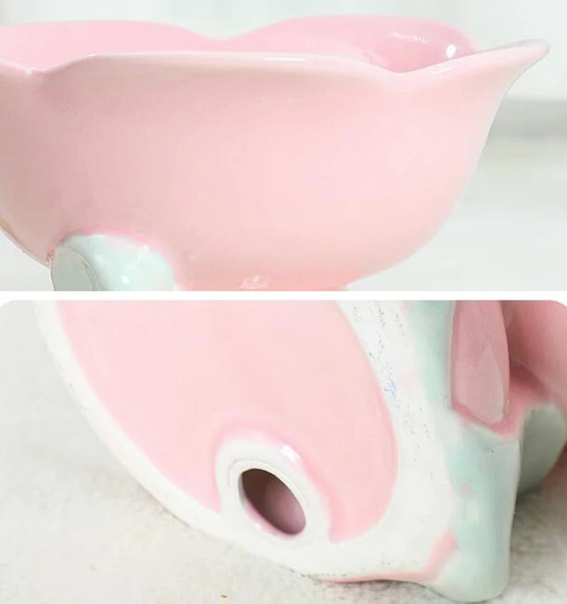 Flower Shape Ceramic Protection Bowl Lovely Large Caliber Drinking Water Food Dog Cat - PeticaDeals