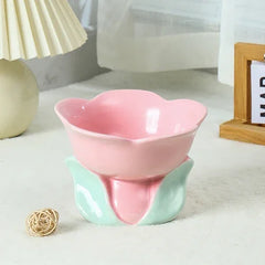 Flower Shape Ceramic Protection Bowl Lovely Large Caliber Drinking Water Food Dog Cat - PeticaDeals
