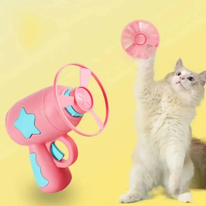 Flying Disc Shooting Gun Funny Cat Toy Interactive Launch Pet Training Toy For Kitten Mini - PeticaDeals