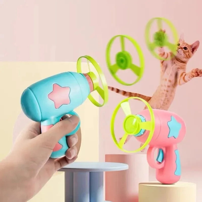 Flying Disc Shooting Gun Funny Cat Toy Interactive Launch Pet Training Toy For Kitten Mini - PeticaDeals
